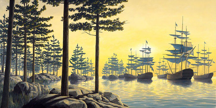 Boats, river, trees